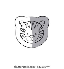 sticker monochrome contour with male tiger head vector illustration