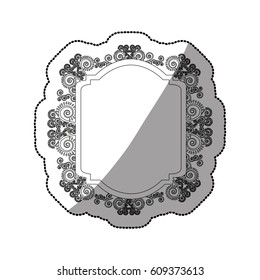 sticker monochrome curved rectangle heraldic baroque frame vector illustration