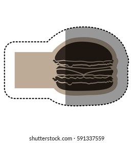 sticker monochrome emblem with hamburger vector illustration