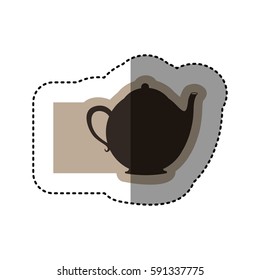 sticker monochrome emblem with teapot of tea vector illustration