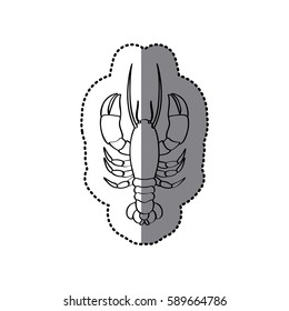 sticker monochrome line contour with lobster vector illustration