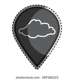 sticker monochrome Mark icon pointer gps with silhouette cloud icon