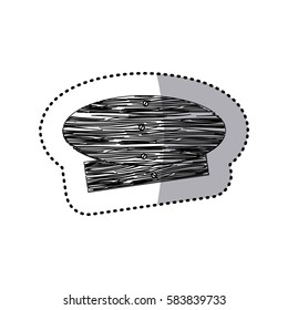sticker monochrome oval and rectangle pieces wooden board with cloves vector illustration