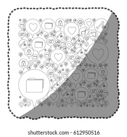 sticker monochrome pattern formed by dialogue social icons vector illustration