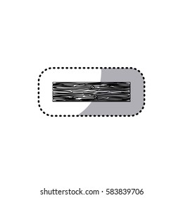sticker monochrome rectangular piece wooden board with nails vector illustration