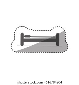 sticker monochrome silhouette bed with pillow and mattress vector illustration