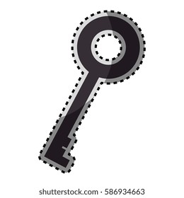 sticker monochrome silhouette of rounded shape vintage key
