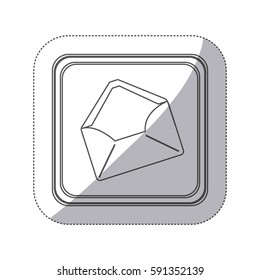 sticker monochrome silhouette square button with envelopes opened vector illustration