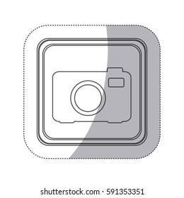 sticker monochrome silhouette square button with analog camera vector illustration