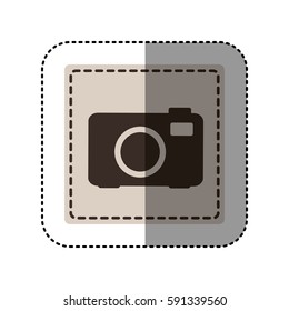 sticker monochrome square with analog camera vector illustration