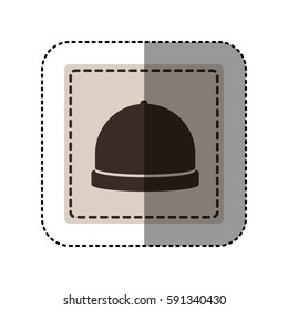 sticker monochrome square with cloche icon food vector illustration