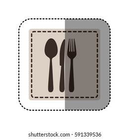 sticker monochrome square with cutlery vector illustration