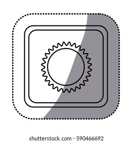 sticker monochrome square frame with sun close up vector illustration