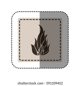 sticker monochrome square with icon flame vector illustration