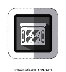 sticker monochrome square with palette of eyeshadow