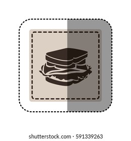 sticker monochrome square with sandwich vector illustration