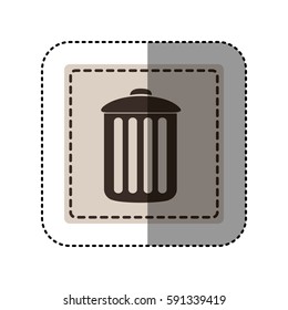 sticker monochrome square with trash container vector illustration