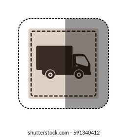 sticker monochrome square with truck vector illustration