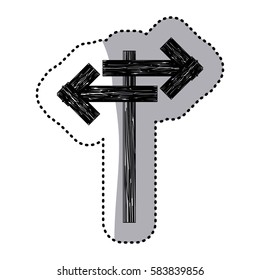 sticker monochrome wooden sign for directions vector illustration