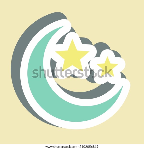 Sticker Moon and Stars - Simple illustration,Design
template vector, Good for prints, posters, advertisements,
announcements, info graphics,
etc.