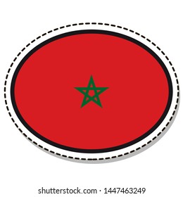 Sticker Morocco flag button, social media communication sign, flat business oval icon.