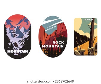Sticker of mountain view illustration