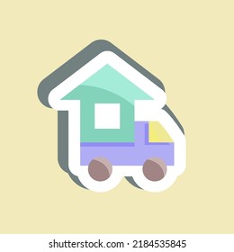 Sticker Moving Home. suitable for education symbol. simple design editable. design template vector. simple illustration