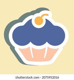 Muffin adhesivo - Ilustración simple, trazo editable, vector de plantilla de diseño, bueno para impresiones, carteles, anuncios, anuncios, gráficos de información, etc.