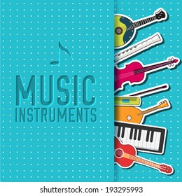 sticker music instruments background concept. Vector illustrator