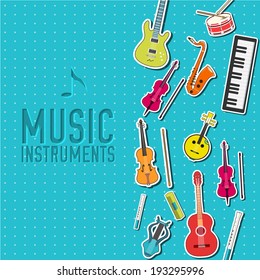 sticker music instruments background concept. Vector illustrator