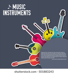 sticker music instruments background concept. Vector illustrator