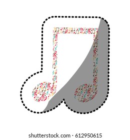sticker musical note color silhouette formed by musical notes vector illustration