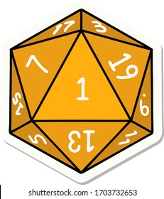 sticker of a natural 1 D20 dice roll