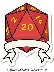 sticker of a natural 20 critical hit D20 dice roll