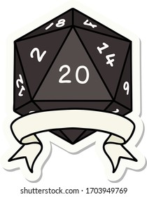 sticker of a natural 20 critical hit D20 dice roll