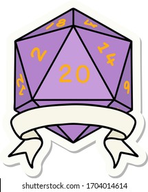 sticker of a natural 20 critical hit D20 dice roll