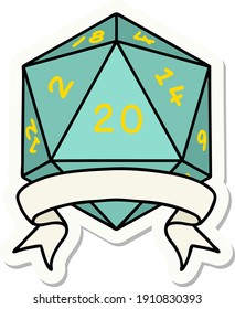 sticker of a natural 20 critical hit D20 dice roll