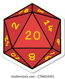 sticker of a natural 20 D20 dice roll