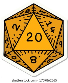 sticker of a natural 20 D20 dice roll