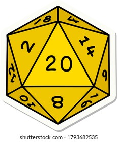 sticker of a natural 20 D20 dice roll