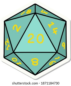 sticker of a natural 20 D20 dice roll