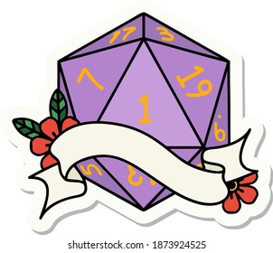 Sticker Natural One D20 Dice Roll Stock Vector (Royalty Free ...