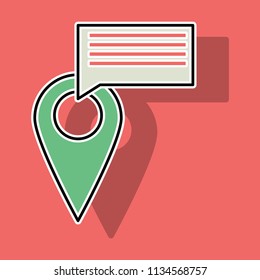 Sticker Navigation geolocation icon. vector illustration in flat design on background
