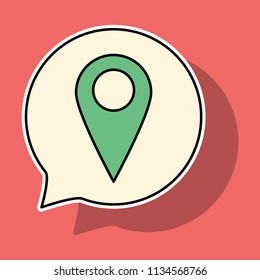 Sticker Navigation geolocation icon. vector illustration in flat design on background