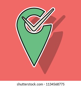 Sticker Navigation geolocation icon. vector illustration in flat design on background