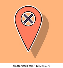Sticker Navigation geolocation icon. vector illustration in flat design on background