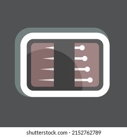 Aufkleber mit Nadeln Pack. geeignet für Schneidersymbol. einfaches Design bearbeitbar. Designvorlage, Vektor. einfache Symbolillustration
