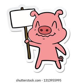 sticker of a nervous cartoon pig