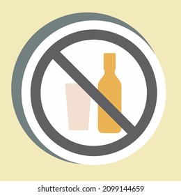 Pegatina sin bebidas - Ilustración simple,Vector de iconos de diseño, Buena para impresiones, carteles, anuncios, anuncios, gráficos de información, etc.