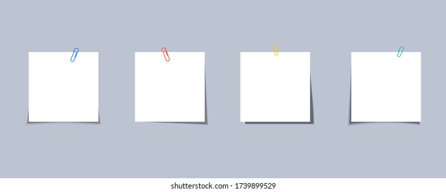 Aufkleber mit Clip. Aufkleber mit Papierklammer. Memo klebrige Notiz mit Büroklammer. Papierklammer mit Notizpapier